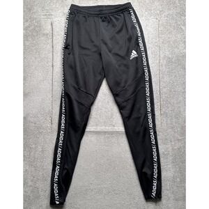 Adidas Women's Black Joggers Small Athletic Track Pants Logo Side Stripe Zip Leg